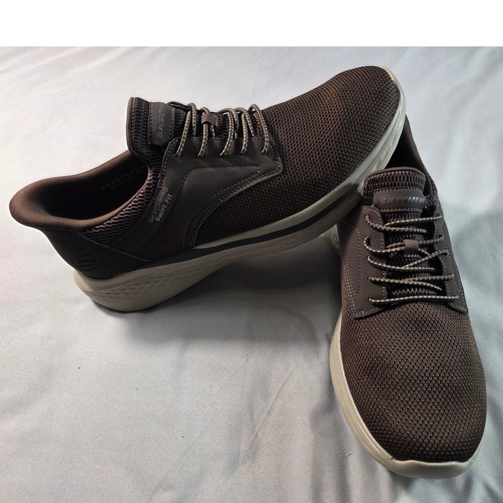 Skechers Swift Fit Hands Free Slip-ins Mens 8 Brown Sneakers NEW